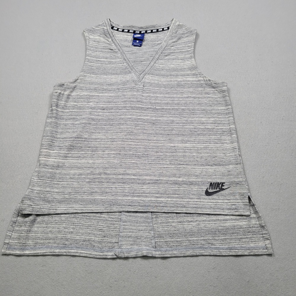Nike Womens V-Neck Sleeveless Space Dye Tank Top Gray 837460-100 Large